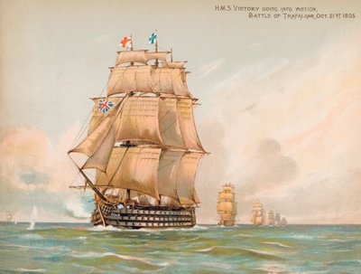 HMS Victory bij de Slag om Trafalgar door English School