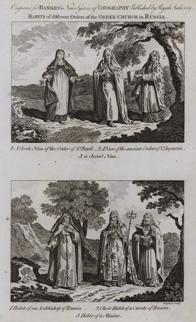 Kledij van verschillende orden van de Griekse Kerk in Rusland door English School