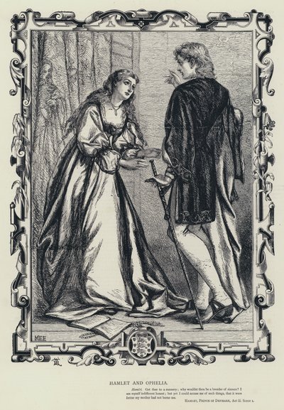 Hamlet en Ophelia, Hamlet, Prins van Denemarken, Acte iii, Scene 1 door English School