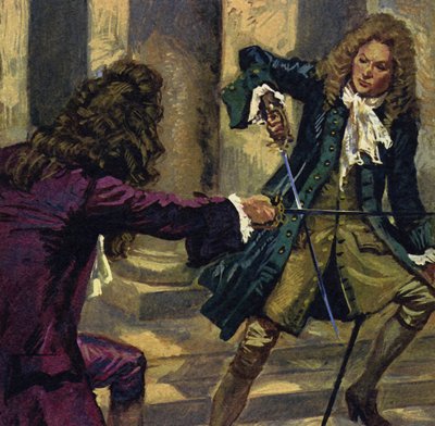 Handel en een componist en zanger genaamd Mattheson vochten een duel met zwaarden uit door English School