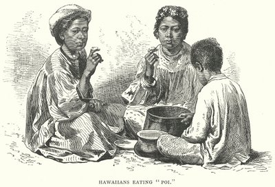 Hawaiianen eten "Poi" (gravure) door English School