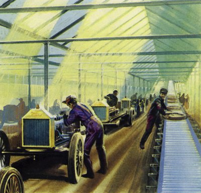 Henry Fords idee voor lopende band werk revolutioneerde de productie door English School