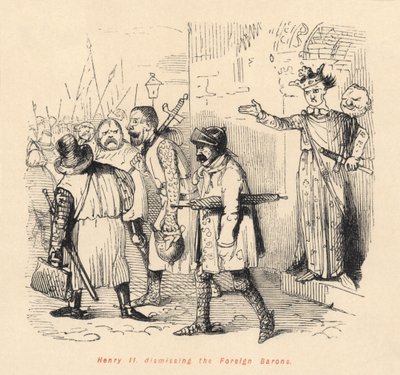 Hendrik II (1133-89) ontslaat de buitenlandse baronnen door English School