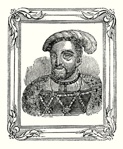 Hendrik VIII werd geboren in 1490, gekroond in 1509, stierf in 1547 door English School