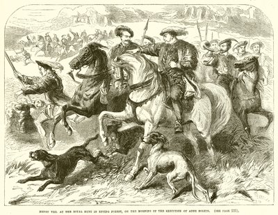 Hendrik VII op de koninklijke jacht in Epping Forest, op de ochtend van de executie van Anne Boleyn door English School