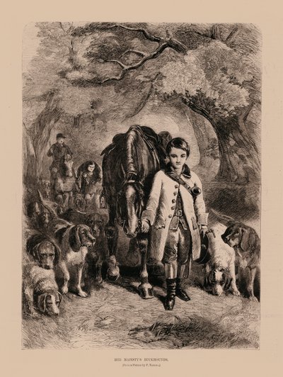 Hare Majesteits Buckhounds (gravure) door English School