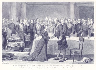 Hare Majesteits Eerste Raad in Kensington Palace, 20 juni 1837 door English School