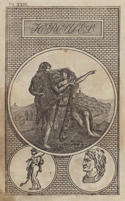 Hercules, oude Romeinse held en god (gravure) door English School