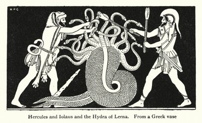 Hercules en Iolaus en de Hydra van Lerna door English School