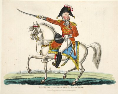 Zijne Koninklijke Hoogheid, De Hertog van York, uitgegeven door Richard Evans, gegraveerd door Romney, illustratie uit Een Historisch Verslag van de Slag bij Waterloo door William Mudford, 1816 door English School