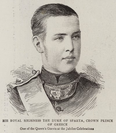 Zijne Koninklijke Hoogheid de Hertog van Sparta, Kroonprins van Griekenland (gravure) door English School