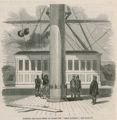 Het hijsen van de Blue Peter aan boord van de Great Eastern door English School