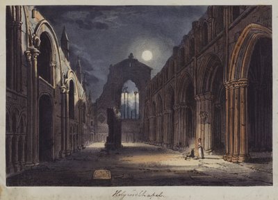 Holyrood Chapel, Edinburgh (gekleurde gravure) door English School