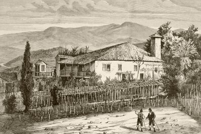 Huis in Casdemiro, Galicië, Spanje (litho) door English School