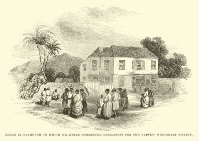 Huis in Falmouth waar Mr Knibb begon met de werkzaamheden voor de Baptisten Zendingsgenootschap door English School