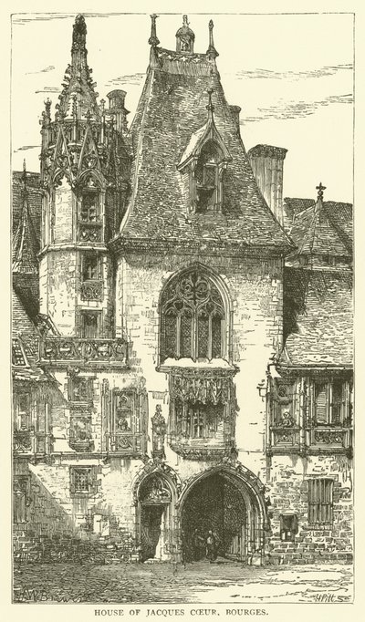Huis van Jacques Coeur, Bourges (gravure) door English School