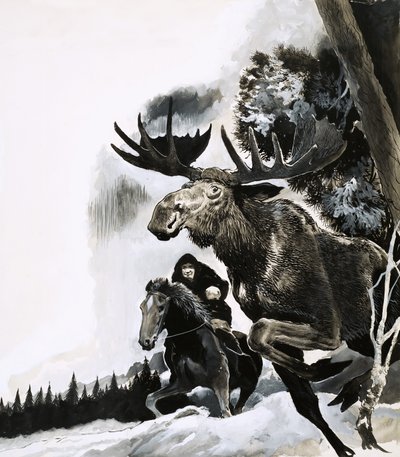 Jacht op een elandstier door English School