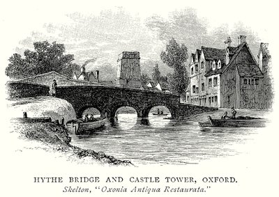Hythe Bridge en kasteeltoren, Oxford (gravure) door English School