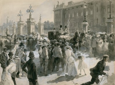 Ziekte van Koning Edward VII, de dokters verlaten het Paleis, juni 1902 door English School