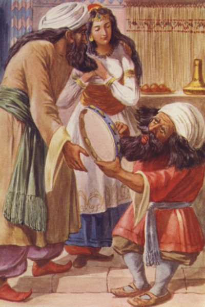 Illustratie voor Ali Baba en de Veertig Rovers (kleur litho) door English School