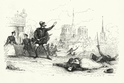 Illustratie voor Les Huguenots door Giacomo Meyerbeer (gravure) door English School