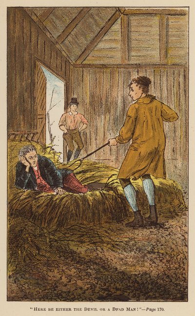 Illustratie voor The Adventures of Roderick Random van Tobias Smollett (kleur litho) door English School