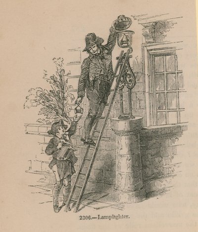 Illustratie van een lantaarnopsteker door English School