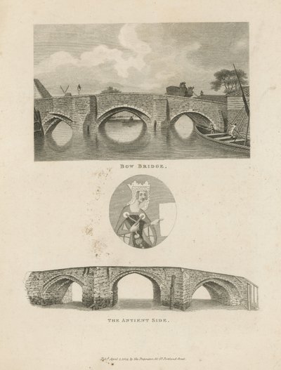 Illustraties die de Bow Bridge afbeelden door English School