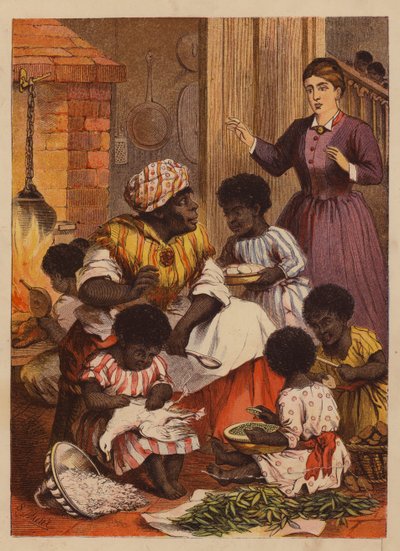 In de keuken (kleurenlitho) door English School