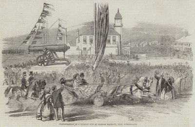 Inhuldiging van een Russisch Kanon in Seaham Harbour, nabij Sunderland door English School