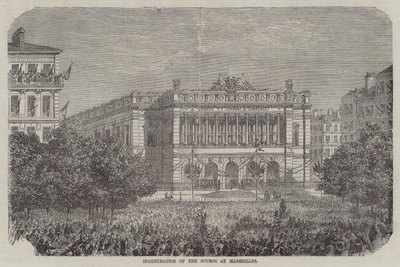 Inwijding van de Beurs van Marseille (gravure) door English School