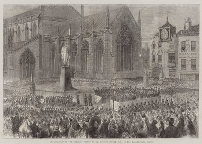 Inhuldiging van het gedenkbeeld voor de heer Herbert Ingram, MP, op de markt in Boston door English School