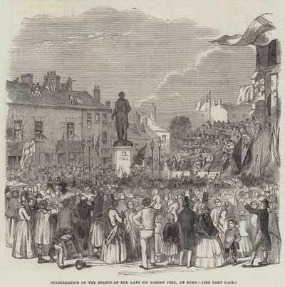 Inhuldiging van het standbeeld van wijlen Sir Robert Peel, in Bury door English School