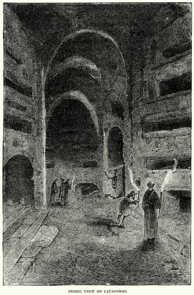 Catacomben van binnen (gravure) door English School