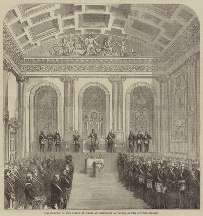 Installatie van de Prins van Wales in Edinburgh als beschermheer van de Schotse Vrijmetselaars door English School