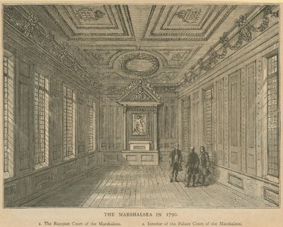Interieur van het Paleis Hof van de Marshalsea-gevangenis door English School