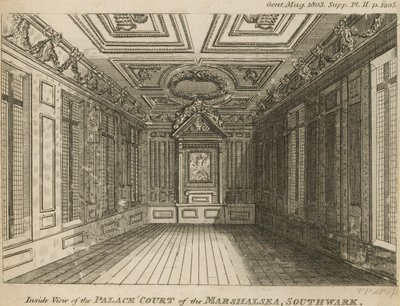 Interieur van het Paleis Hof van de Marshalsea-gevangenis door English School