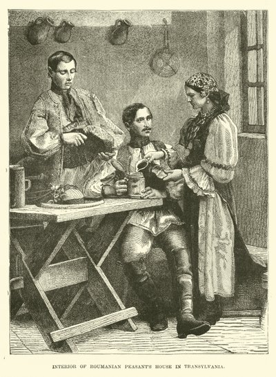 Interieur van het huis van Roemeense boeren in Transsylvanië door English School