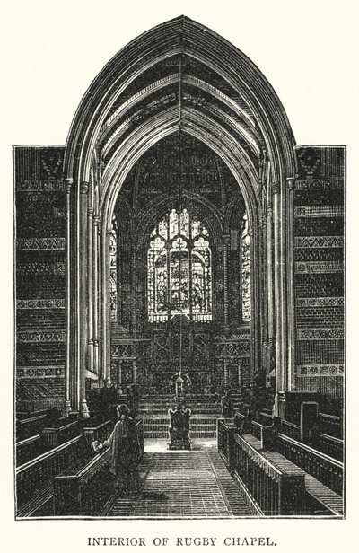 Interieur van Rugby Chapel (gravure) door English School