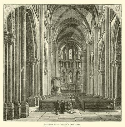 Interieur van de Sint-Pietersbasiliek door English School