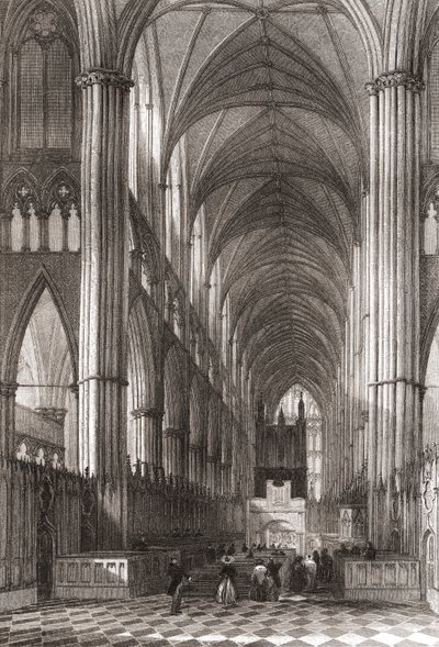 Interieur van Westminster Abbey, City of Westminster, Londen, Engeland door English School