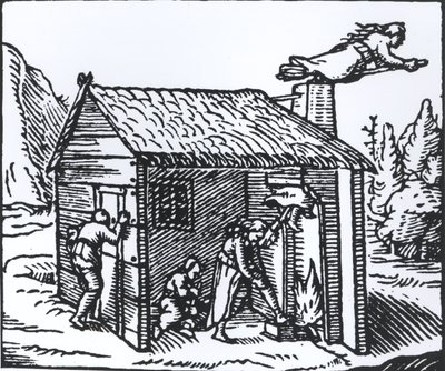 Interieur van een heksenhuis, 1579 door English School