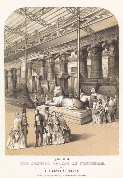 Interieur van het Crystal Palace in Sydenham - de Egyptische Hof door English School