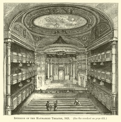 Interieur van het Haymarket Theatre, 1821 door English School