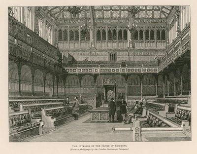 Interieur van het House of Commons, Westminster, Londen door English School