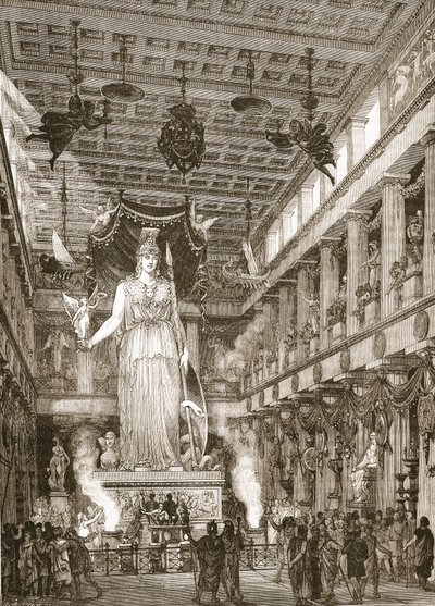 Interieur van het Parthenon, gerestaureerd door English School