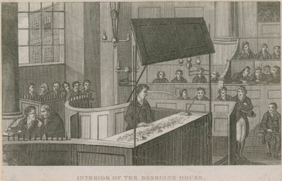 Interieur van het Zittingshuis, Old Bailey door English School