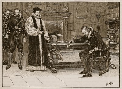 Interview tussen Bacon en de delegatie van de Lords, illustratie uit Cassells Geïllustreerde Geschiedenis van Engeland door English School