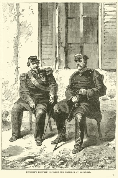 Ontmoeting tussen Napoleon en Bismarck in Donchery, september 1870 door English School