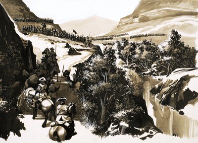 In de vallei van de rivier de Garry kwam het laaglandleger van generaal Mackay door English School